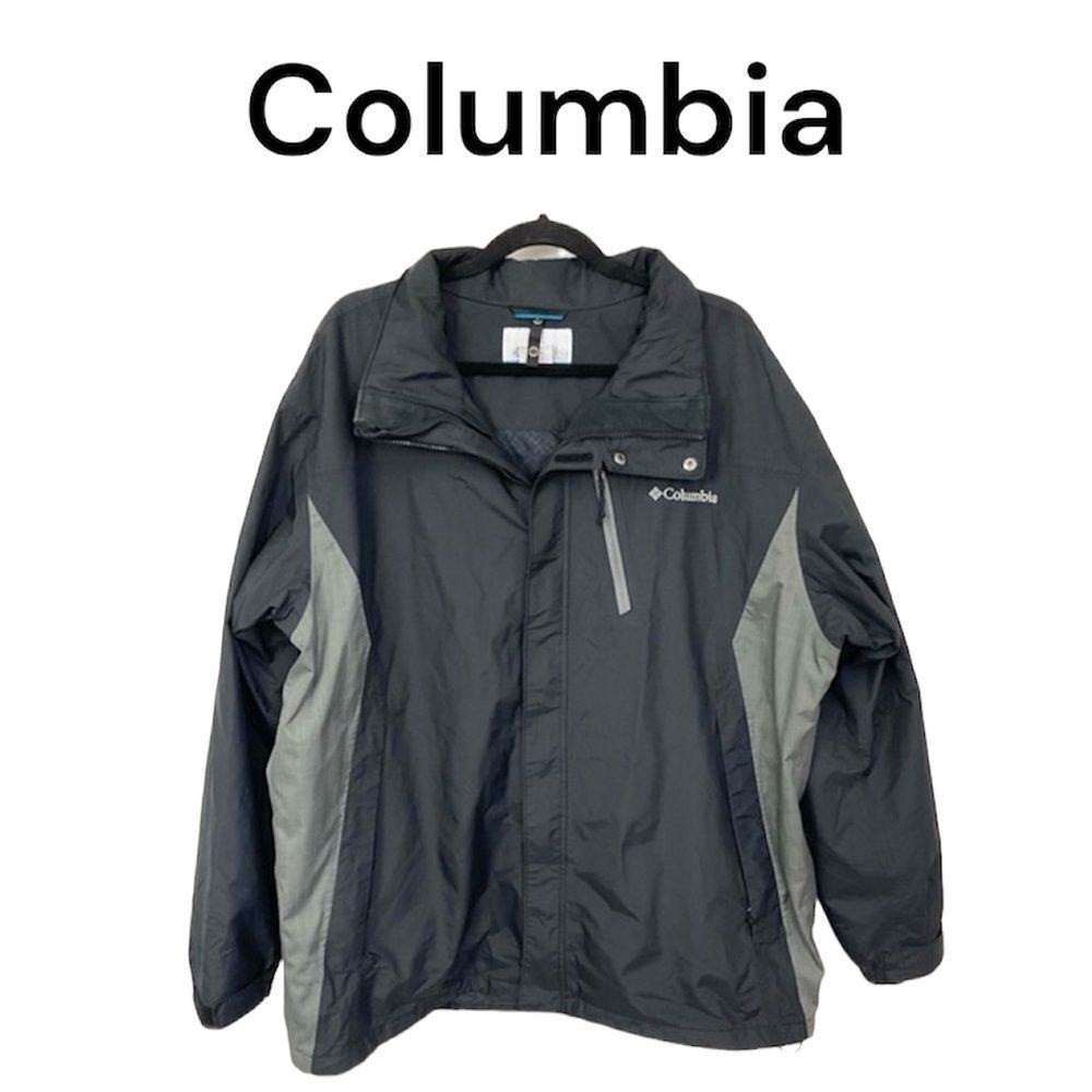 Columbia Black & Gray Waterproof Full-Zip Jacket w/ Hood Size XL